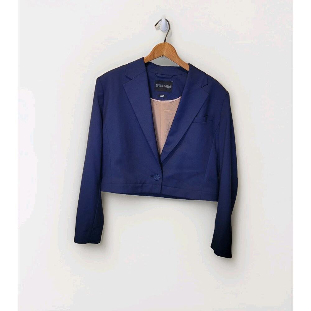 Wild Fang Blue The Empowered Convertible Cropped Blazer One Button Size XS